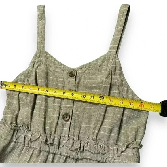 Romeo & Juliet Couture Tan Striped Linen Blend Jumpsuit Adjustable strap size Lg - Picture 9 of 16